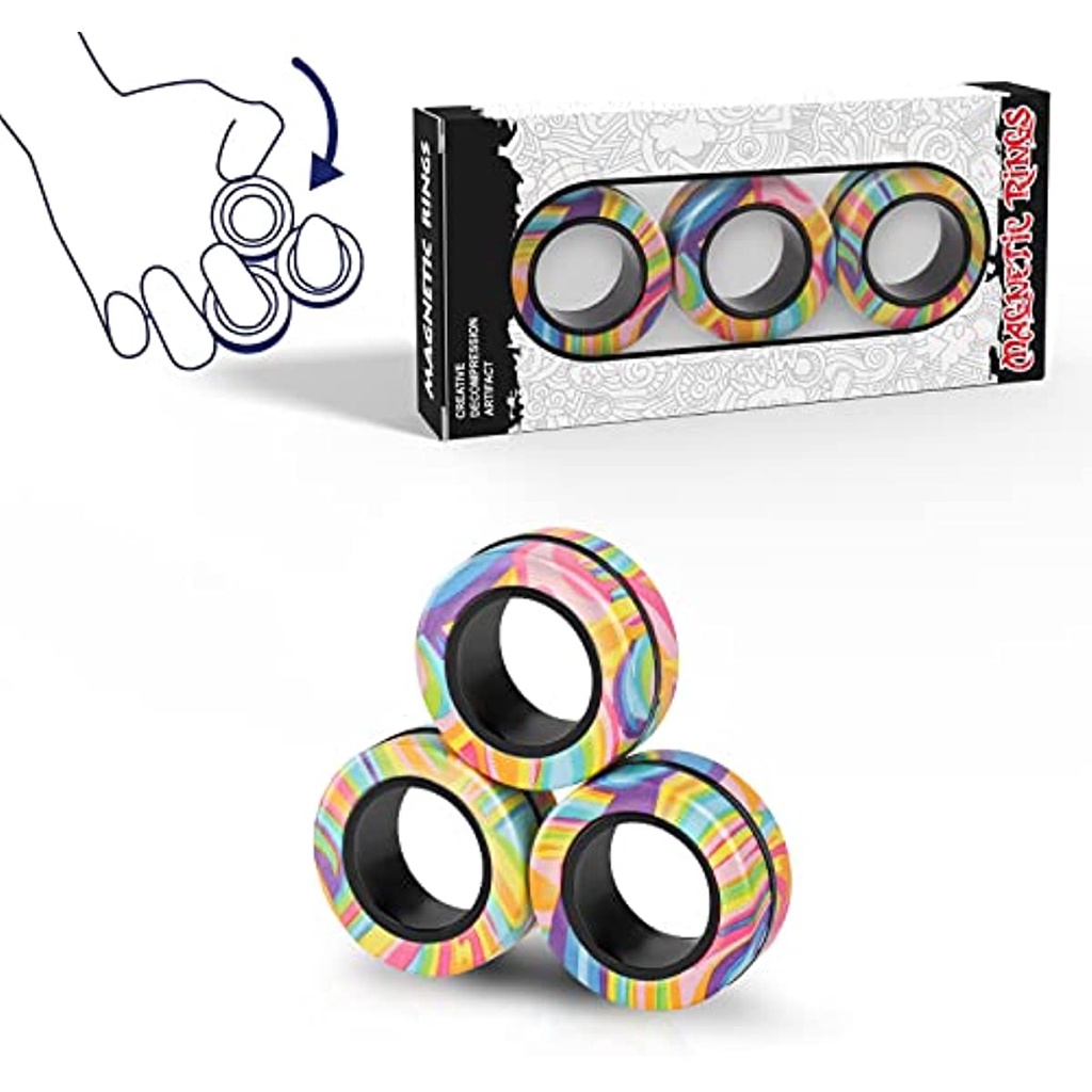 Magnet ringe Zappeln Spielzeug Set Erwachsene Zappeln Magnete Spinner Ringe Zappeln Pack tolles Geschenk für Erwachsene Teenager Kinder (3 Stück)