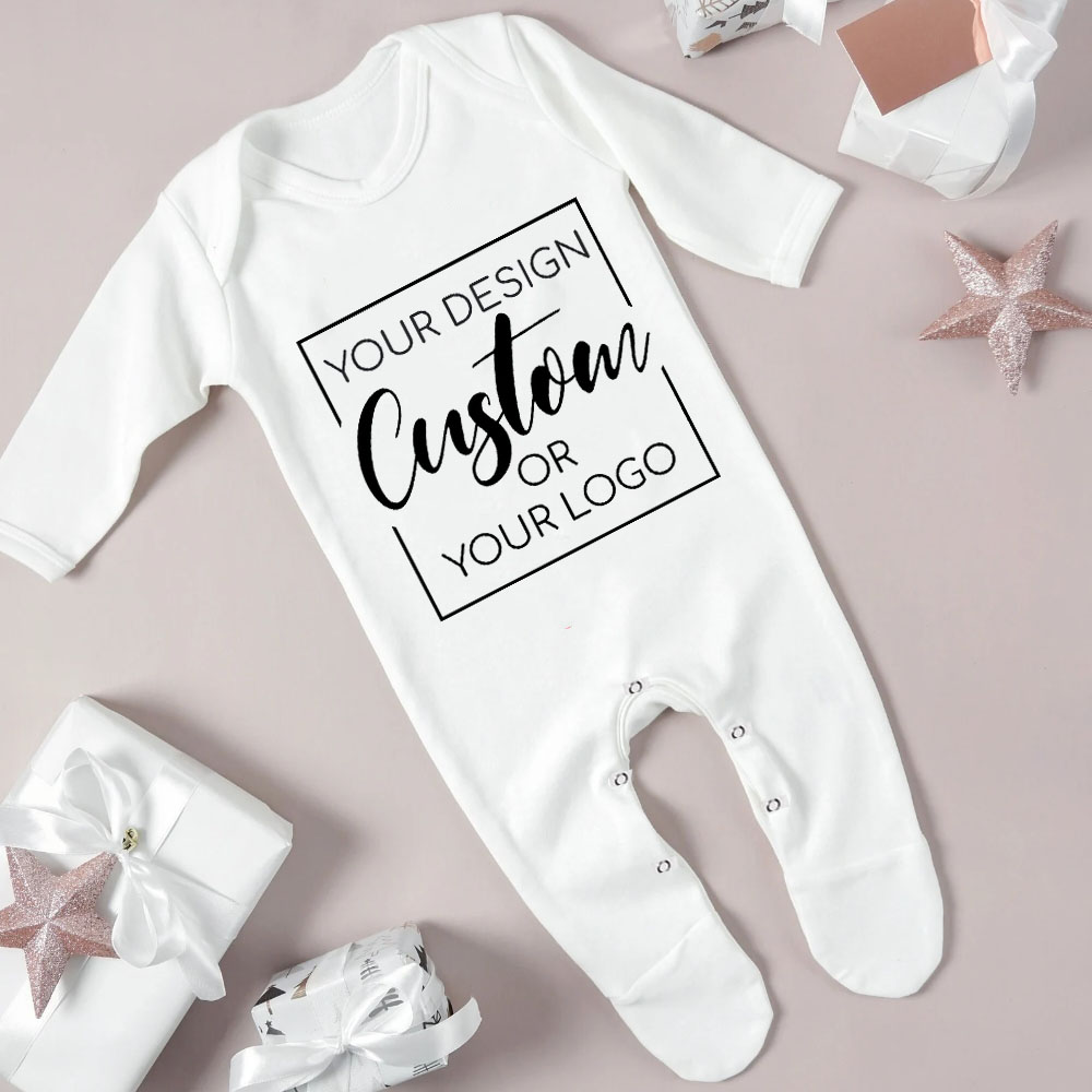 Детская Пижама Babygrow с вашим дизайном или логотипом, напечатанная непосредственно на боди, Детская домашняя одежда, подарок на душ Newbron
