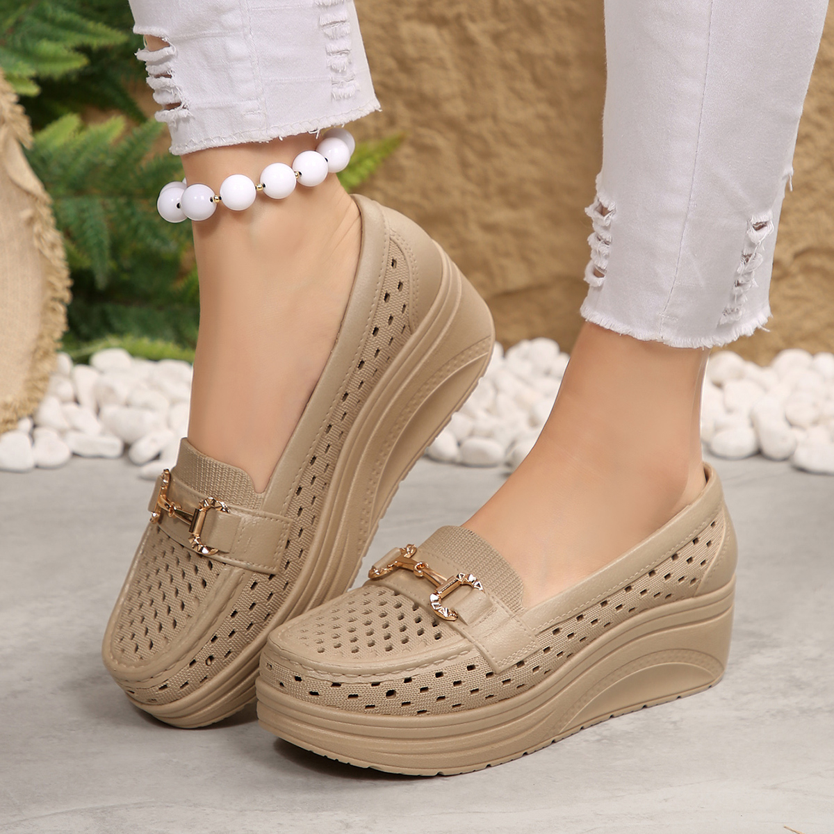 Primavera verão venda quente confortável de sola grossa antiderrapante sapatos esportivos para mulheres moda nova respirável sexy cunha sapatos de trabalho