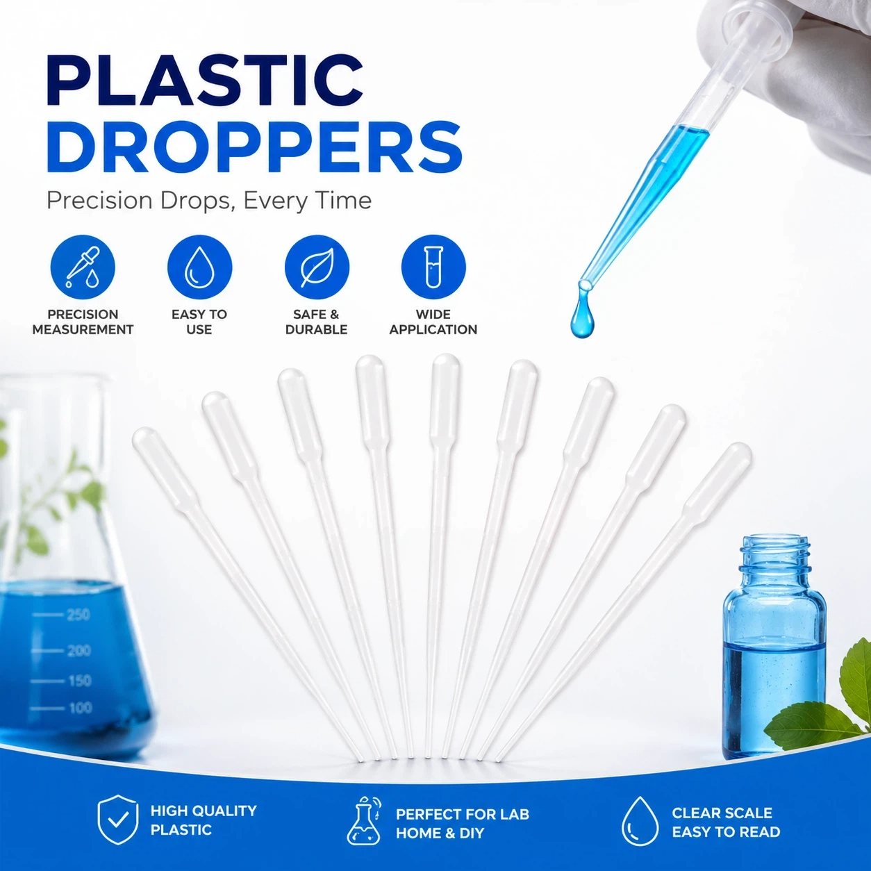 100 Stück Laborpipetten 1ml 3ml Einweg-Kunststoffbehälter mit Graduierung Flüssigkeits-Tropfer Ausrüstung Pipetten Make-up-Werkzeuge