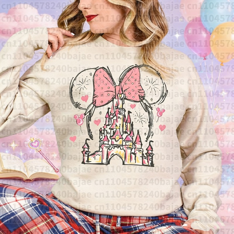 Sweter Disney jesień/zima 2025-26 dla chłopców i dziewcząt, okrągły dekolt, rodzinny zestaw, męski i damski sweter oversize, luźny sweter z długim rękawem.