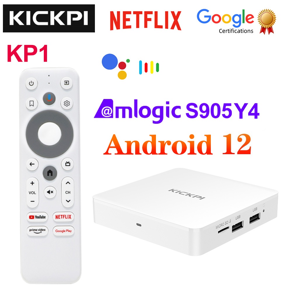 KICKPI-Boîtier décodeur Android 12 Google TV Kerian Amlogic S905Y4, 2 go 32 go, prise en charge AV1 1080P H.dissis, 4K 2.4G et 5G Wifi BT