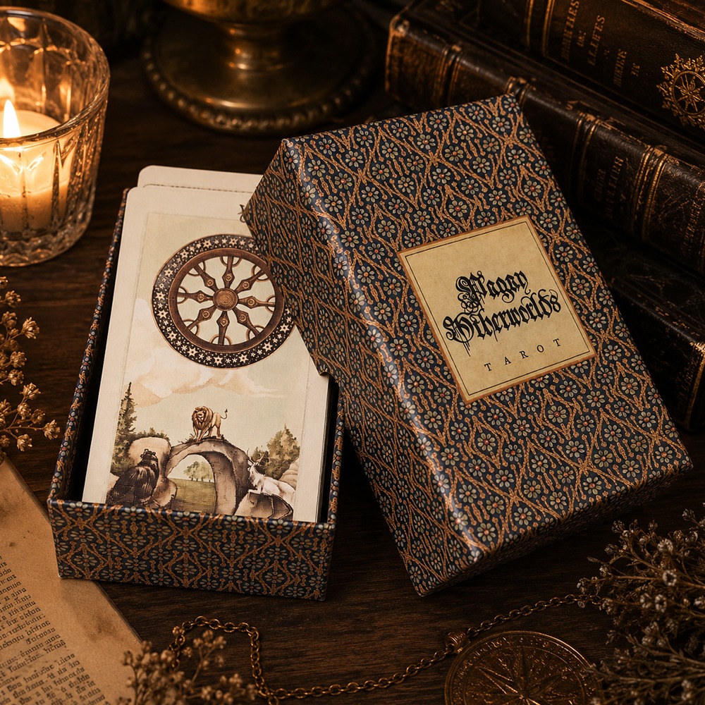 Pagan Otherworlds Tarot-Deck in stabiler Box – 84 Stück, einzigartiges künstlerisches Design – doppelt geprägter Karton