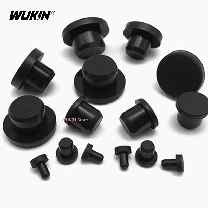 Tappo in gomma siliconica nero per fori, tappo di chiusura solido a T, cappuccio rotondo filettato, dimensioni da 2MM a 14MM