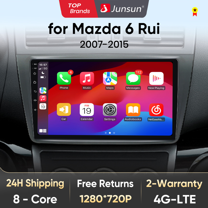 Junsun V1 AI Voice Wireless CarPlay Android Auto Radio for Mazda 6 GH 2007 - 2012 4G Car Multimedia GPS 2din autoradio