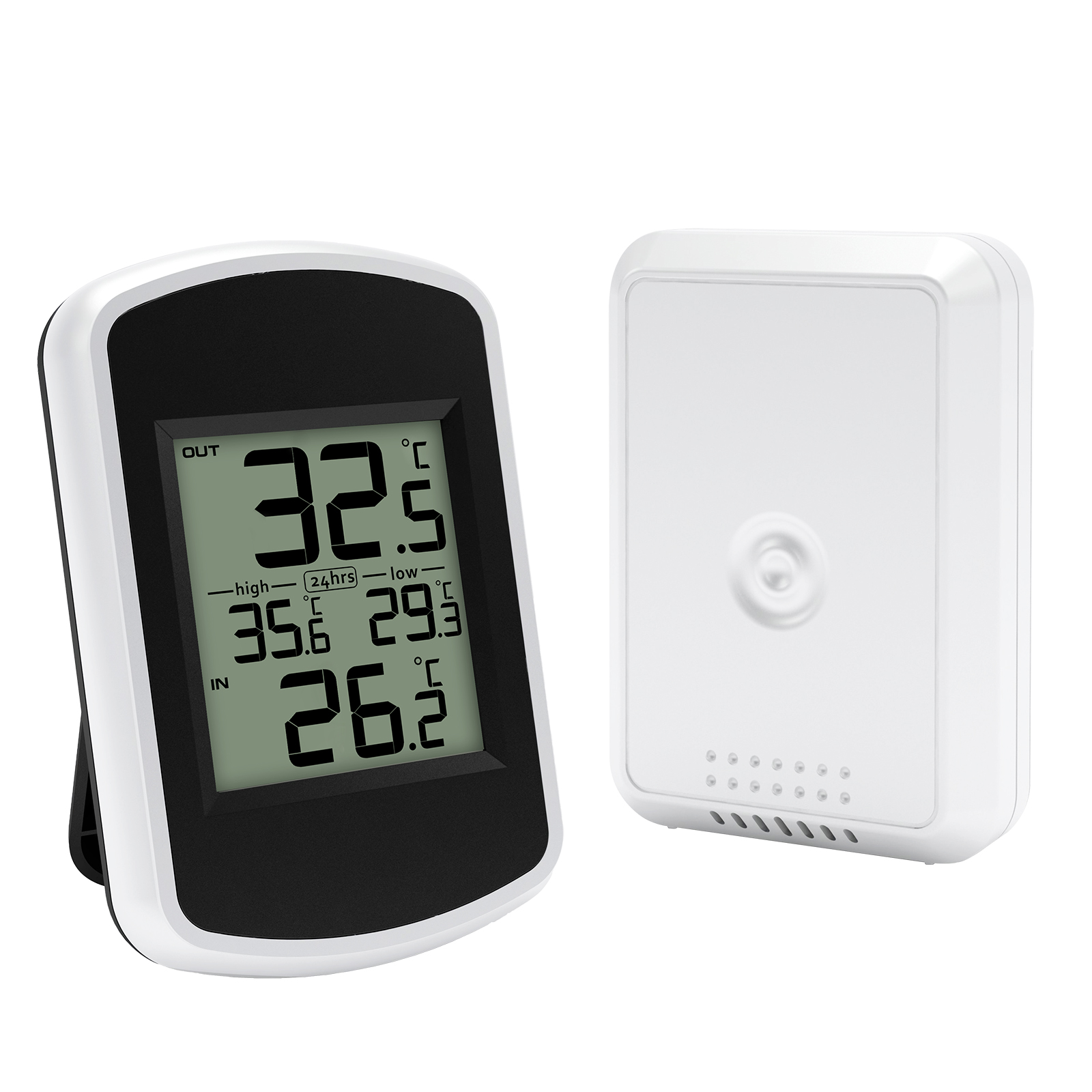 Draadloze digitale thermometer -40 ℃ ~60 ℃   Groot bereik jaren 60 Auto Update Wandmontage/standaard Gemakkelijk afleesbaar LCD-scherm voor thuiskantoor Tuin