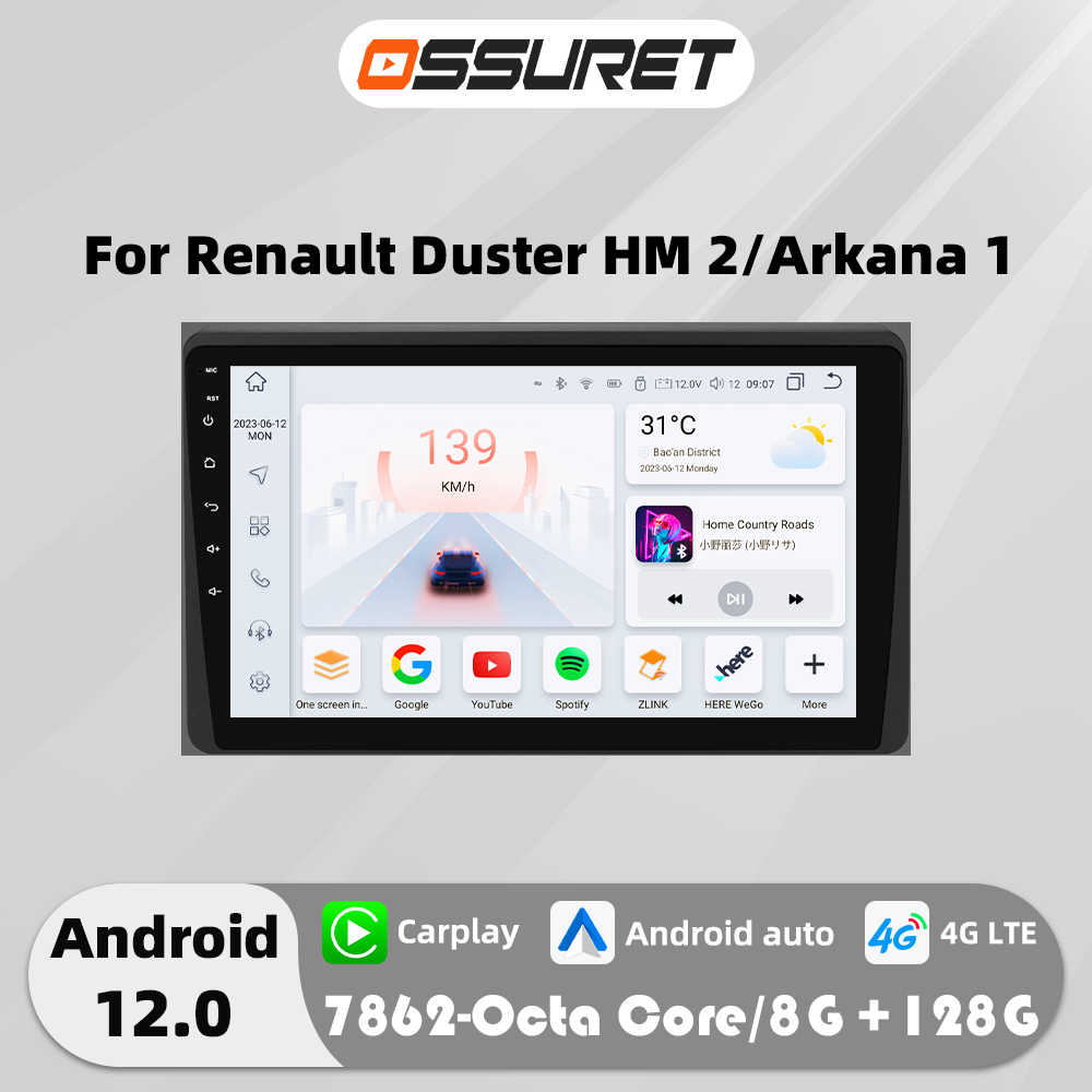 4G Carplay Android 12 Autoradio per Renault Duster HM 2 Arkana 1 2019 2020 2021 lettore multimediale GPS Navi schermo 7862 unità principale