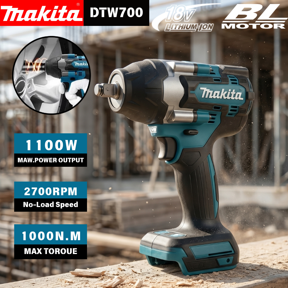 Makita DTW700 18V Brushless Impact Wrench 2.1kg Lightweight Rubber Joint For Makita 20V Battery 1/2" Drive