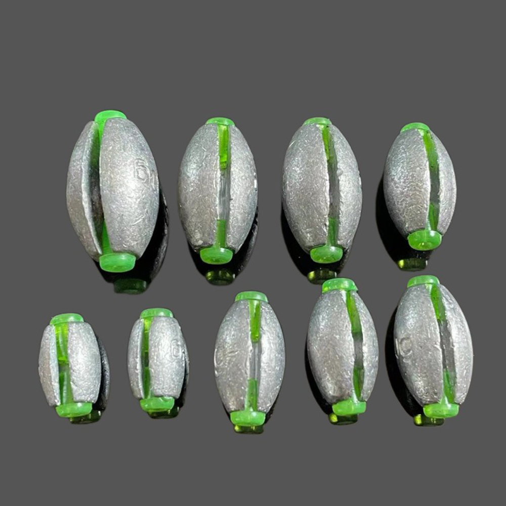 10pcs 2g-50g Open-Hearted Fishing Weight Sinker Olive Shape Slip Line Weight Shot Sinkers Carp Fishing Tackle Accessories