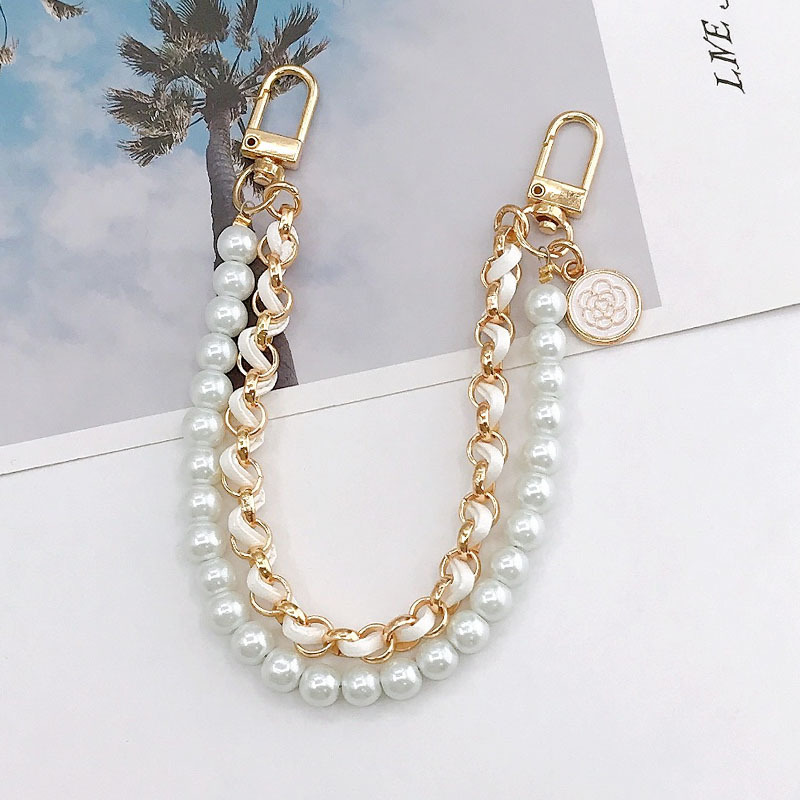 26cm perles chaîne sangle pour sac à main accessoires de mode pour sacs à main poignées pour sac à main Imitation perle sac chaîne chaînes en métal