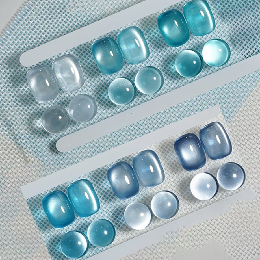 1-12 pz TC Estate Blu Perlina di Vetro Occhio di Gatto Gel Smalto per unghie Flash Bianco Spar Colore Nudo Magnete Unghie Artistiche Gel Salon Unghie Di Natale