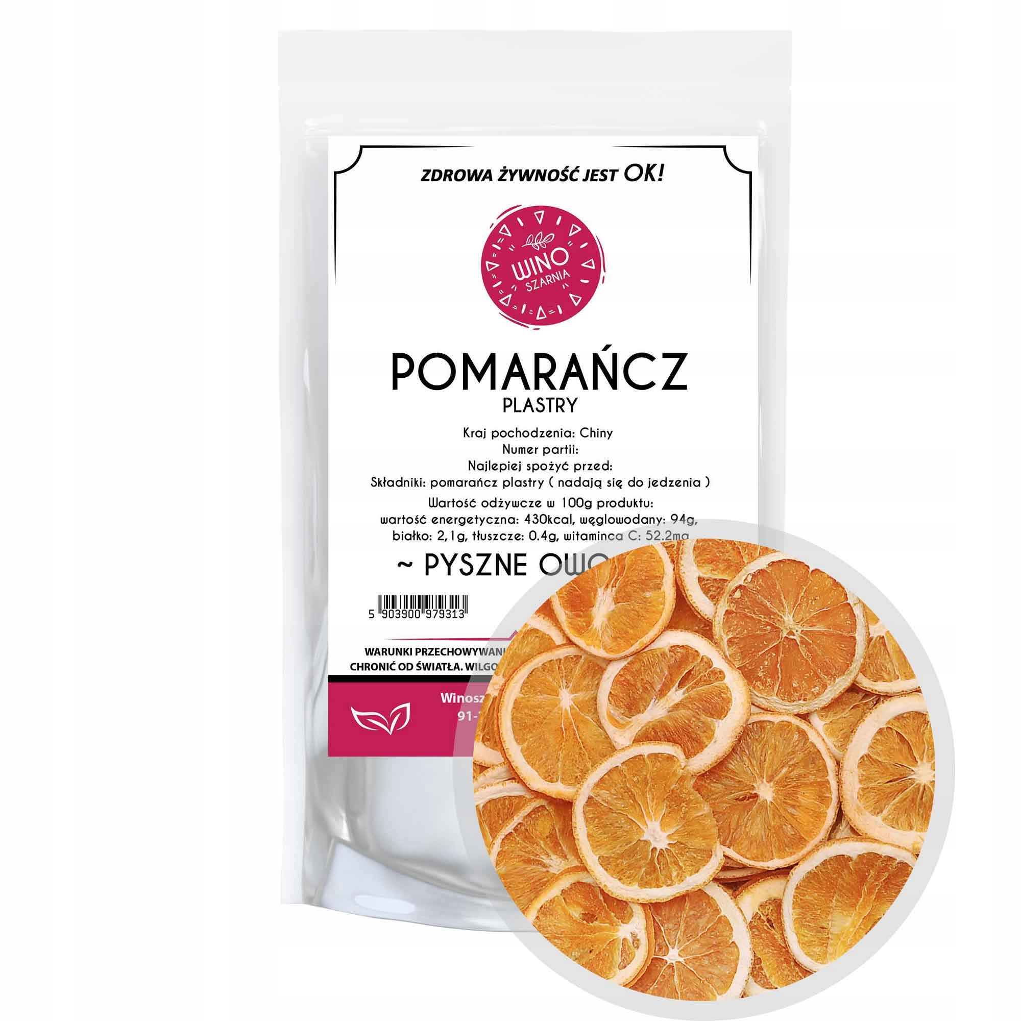 Suszone Pomarańcze w plastrach - 250g Jadalne