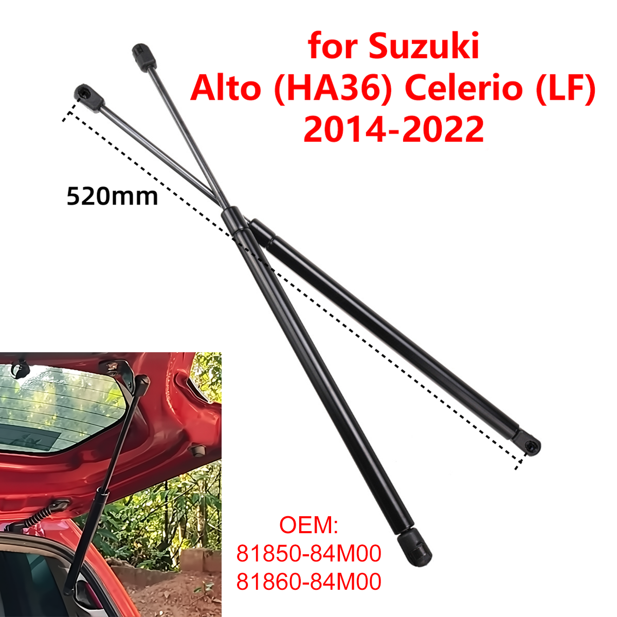 2 Pezzi 8185084M00 Ammortizzatori a Gas per Portellone Posteriore Auto per Suzuki Alto HA36 Celerio LF 2014-2022
