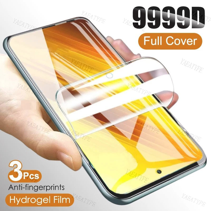 3PCS Hydrogel Film Voor Xiaomi Poco F3 F4 X3 NFC X4 GT X5 F5 M3 M4 M5S M6 5G Pro Volledige Cover Screen Protector