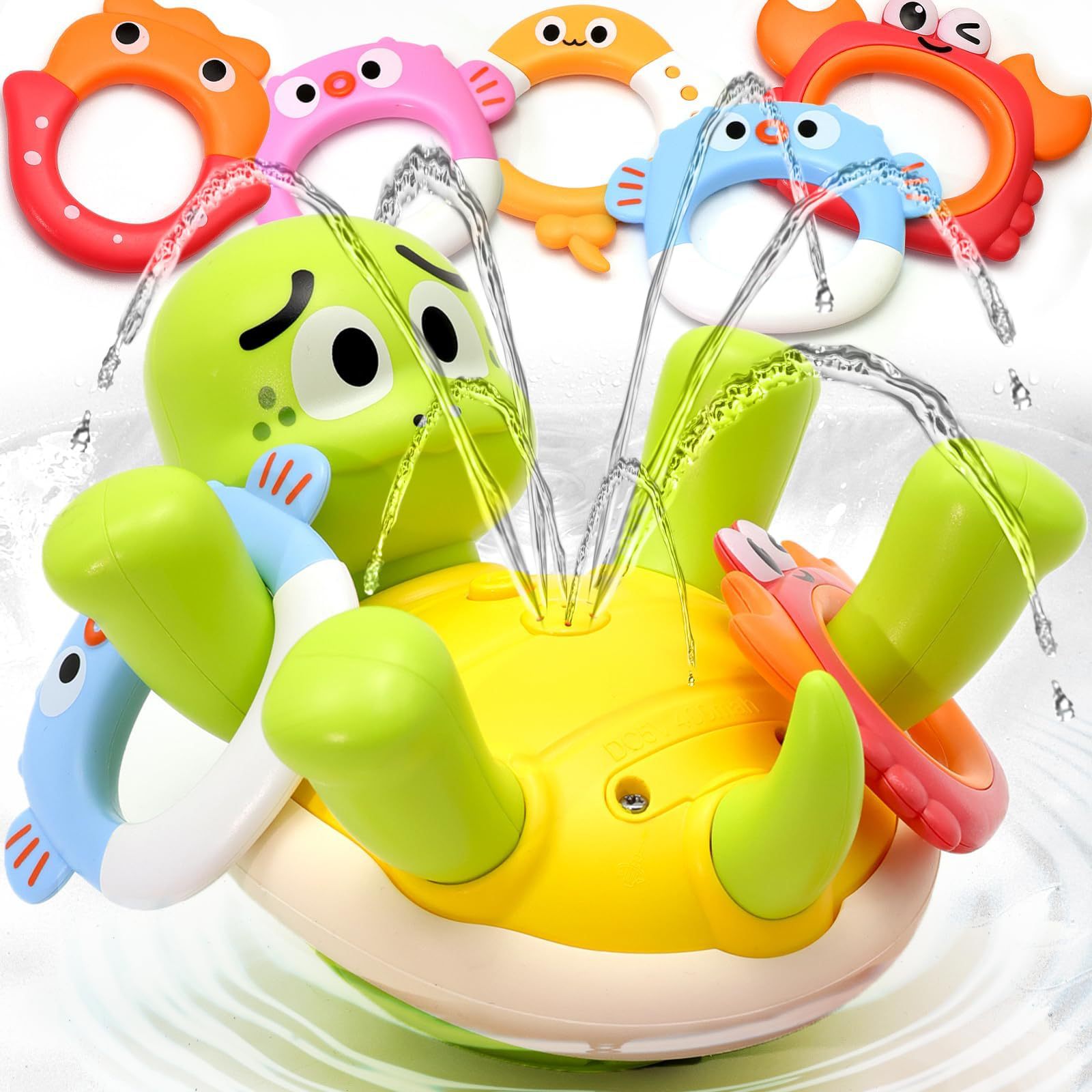 ของเล่นอาบน้ําเด็กชาร์จเต่าของเล่นสปริงเกลอร์สําหรับเด็กวัยหัดเดิน 5 แหวนอ่างอาบน้ําน้ําพุสเปรย์ของเล่นแม่พิมพ์ของขวัญ