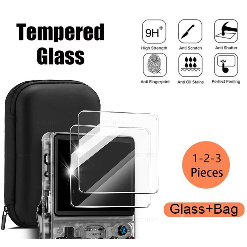 4 IN 1 For R36S Case+Screen Protector Tempered Glass Film Travel Carrying Storage Bag For Anbernic R36S Game Console Accessories