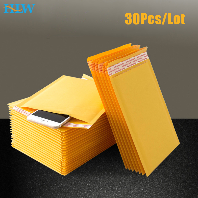 30 unids/lote bolsas de sobres de burbujas de papel Kraft diferentes especificaciones sobres de envío acolchados con bolsa de correo de burbujas