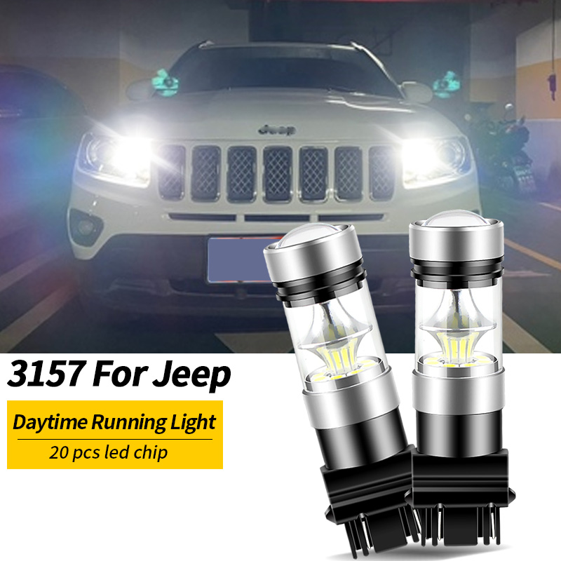 2 Lâmpadas LED DRL (Luz Diurna) Canbus Sem Erro 3157 P27/7W T25 para Jeep Compass 2011-2016 Grand Cherokee 2011-2013
