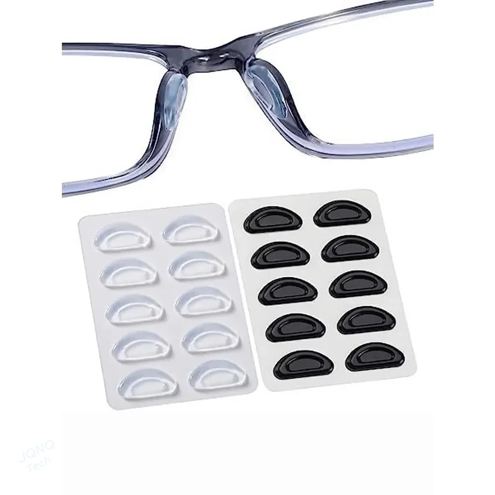 5 paia di naselli antiscivolo per occhiali, adesivi in silicone morbido, naselli per occhiali con montatura in plastica, occhiali da sole (nero/bianco)