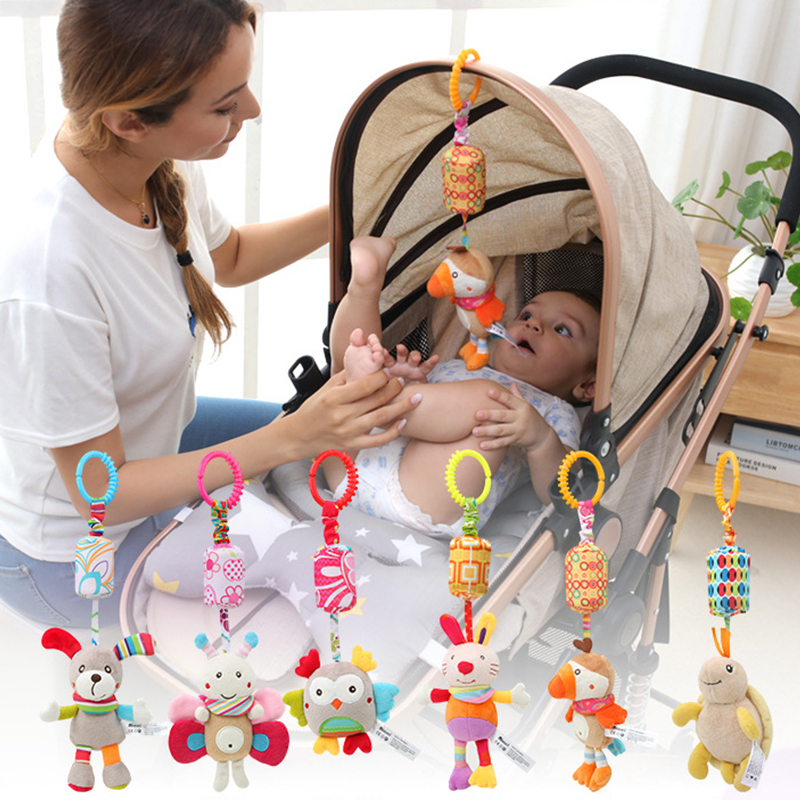 Sonagli pendenti sensoriali per bambini Giocattolo morbido per l'apprendimento Animali di peluche Passeggino Lettino per auto per neonati Culla con massaggiagengive per neonati Bebe Bambini piccoli