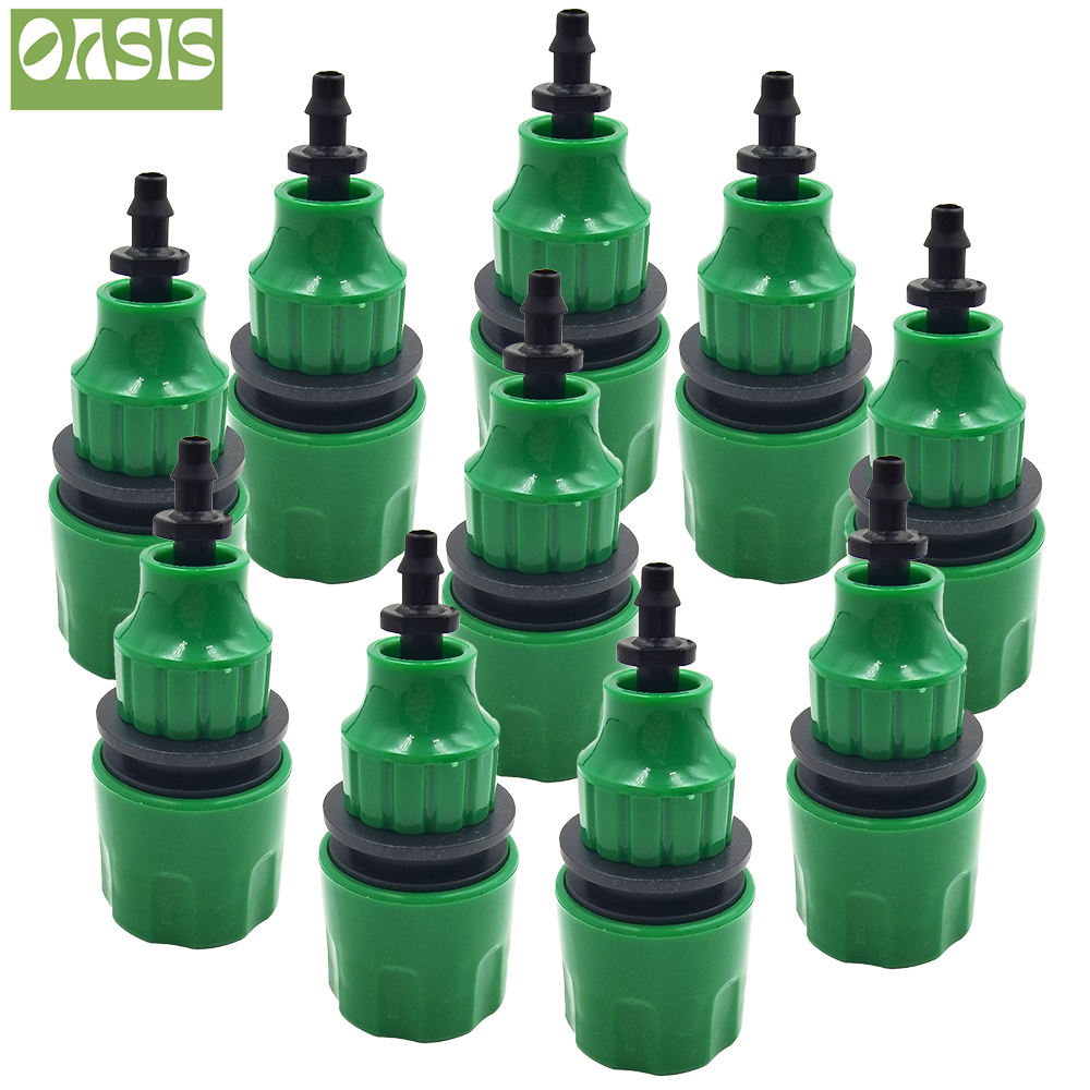 Conector rápido de tubería de agua, conector de manguera de plástico para sistema de riego por goteo de tubería de jardín, piezas de equipos de riego, 5 uds.