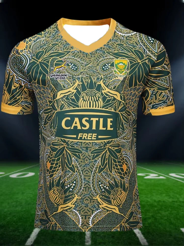 T-shirt da rugby da uomo alla moda traspirante ad asciugatura rapida del Sud Africa 2019 per bambini e adulti Sport estivi