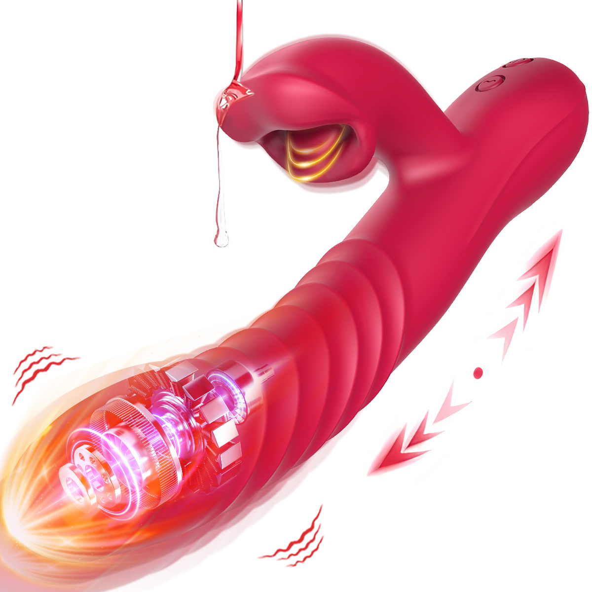 4-in-1 Leck- und Stoßvibrator, Dildo, Vagina-Masturbator, G-Punkt-Vibrator, Klitoris-Stimulator, Sexspielzeug für Erwachsene, Frauen, Paare