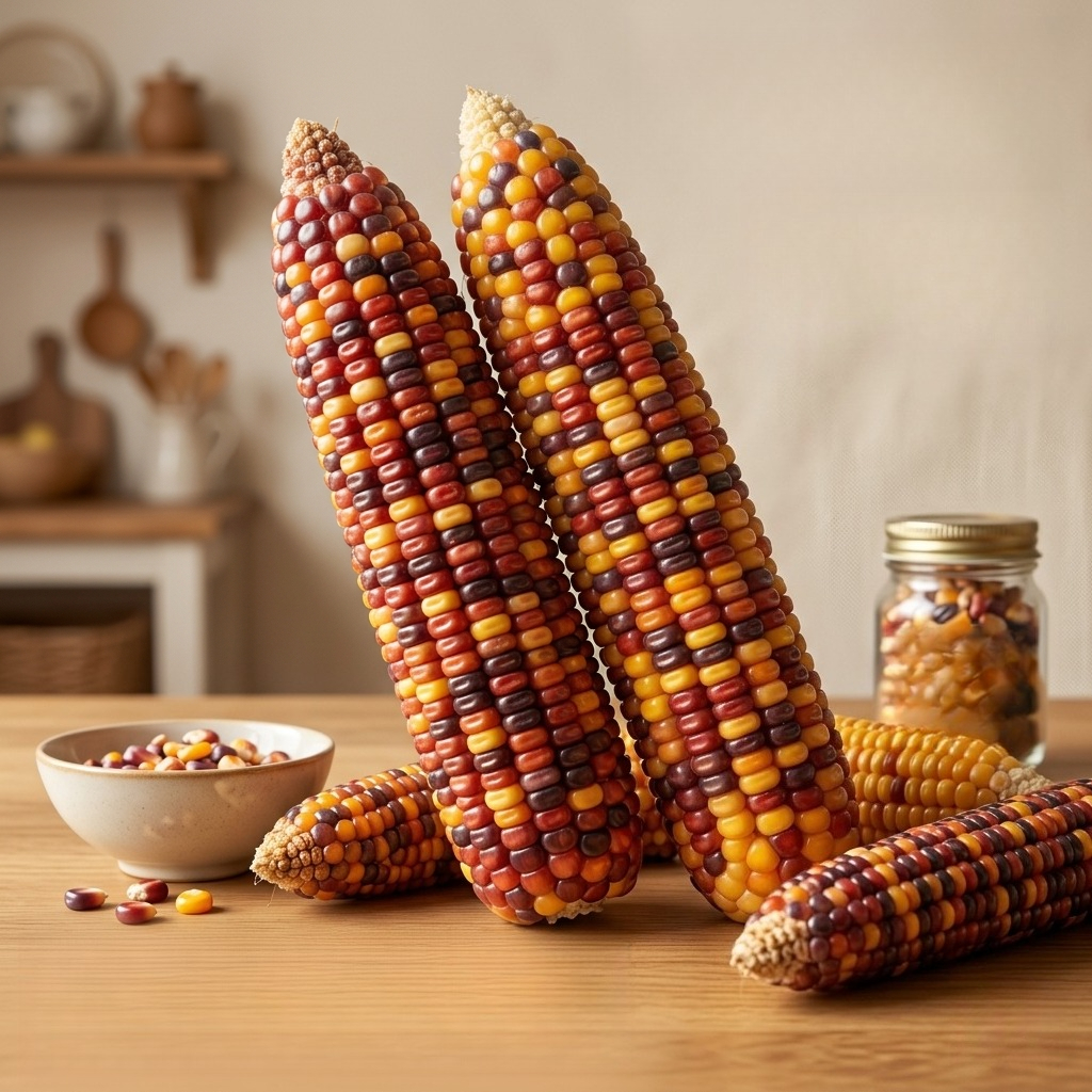 Assortiment premium zoete kleefmaïs op de kolf. Vacuümverpakte, niet-GMO verse maïs, handige kauwsnacks voor een drukke dagelijkse routine