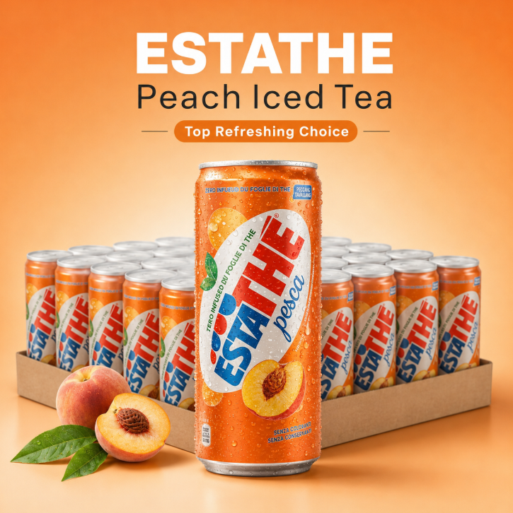Echt Perzik Extract Smaak ESTATHE IJzige Zwarte Thee 24 Blikjes Zoete Fruitige Cold Brew Thee Verfrissende Smaakverfrisser