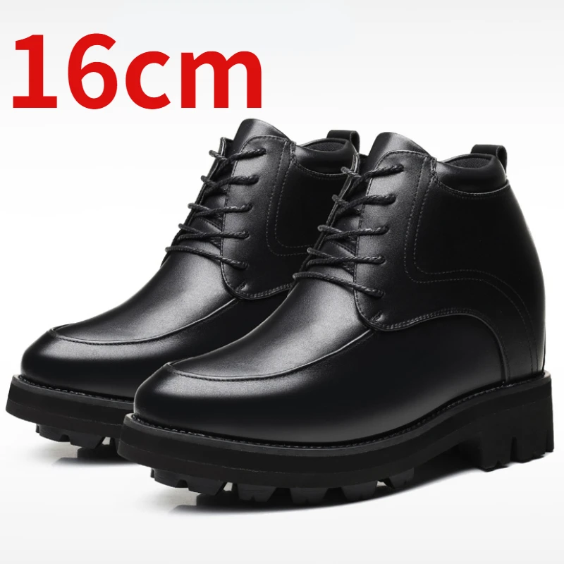 Scarpe Derby con plateau spesse da coppia per scarpe da uomo con altezza di 15.5cm che aumentano le scarpe con tacco alto da sposa con rialzo interno invisibile