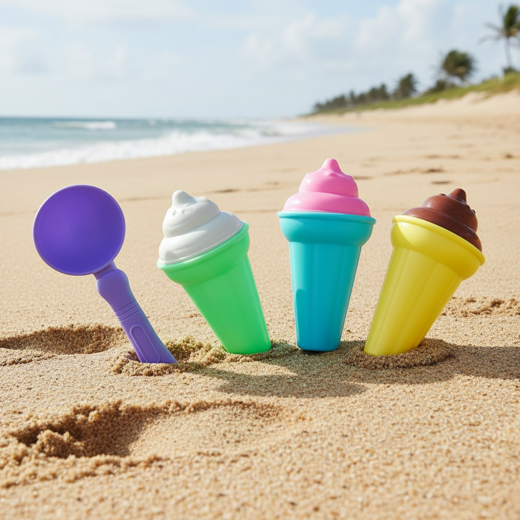 Set di 7 Stampi Colorati e Creativi per Sabbia da Spiaggia, Giocattoli per Bambini e Bambine, Stampi per Gelato in Sabbia, Nuovi Giocattoli da Mare 2026