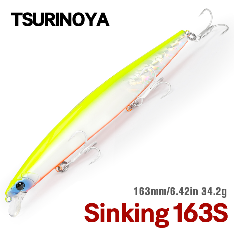 TSURINOYA STINGER 163S Ultra Lungo Casting Affondamento Acqua Salata Minnow 163mm 34.2g Mare Richiamo di Pesca Artificiale Grandi Esche Dure