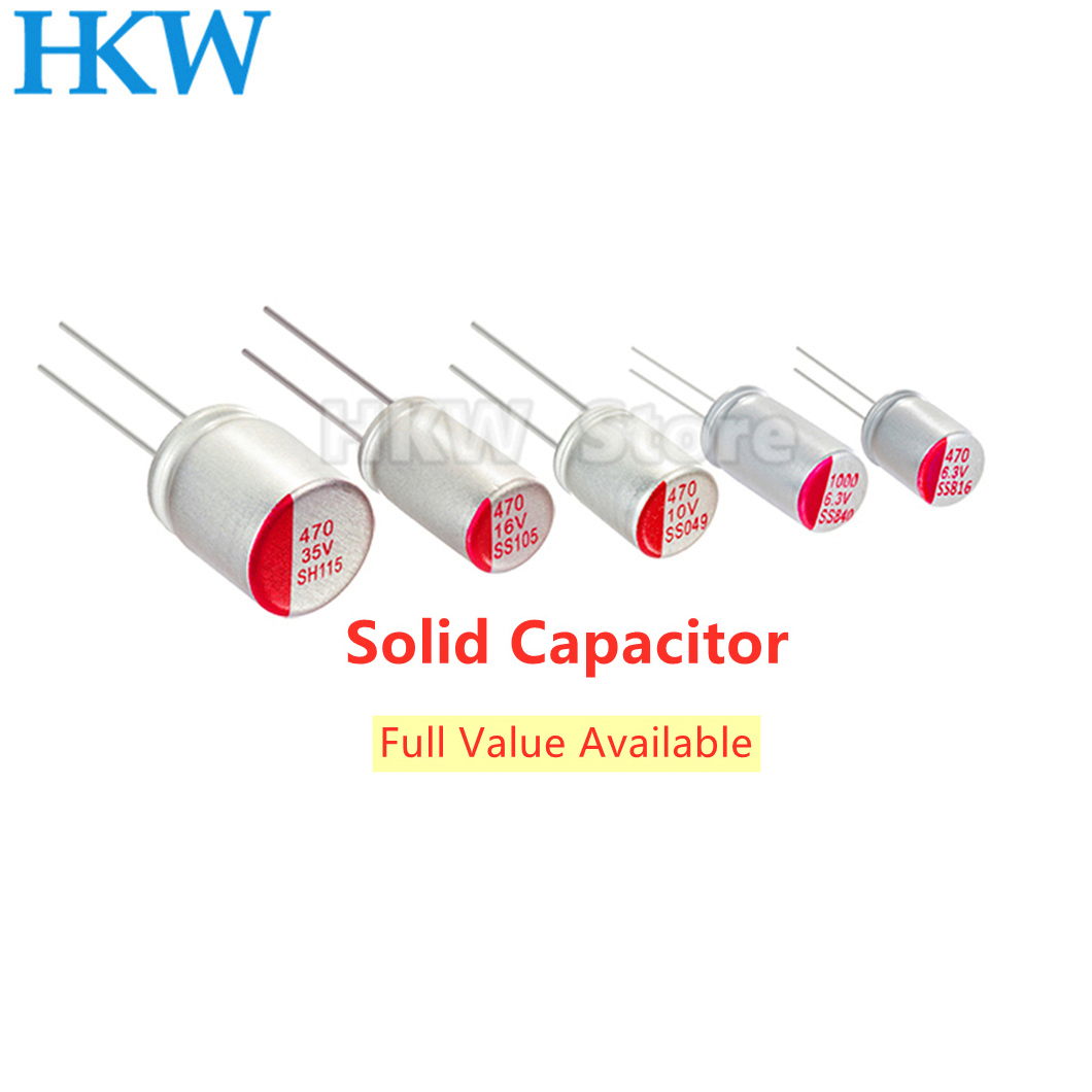 Condensatore Elettrolitico Solido DIP a Bassa ESR 6.3V 10V 16V 25V 35V 50V 63V 100V 10UF 47UF 100UF 220UF 470UF 820UF 1000UF 2200UF (10 Pezzi)