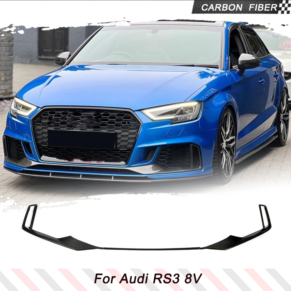 Droge Carbon Auto Voorbumper Lip Spoiler Air Vent Versieringen Decoratie Voor Audi RS3 Sedan 2017-2021 Auto Front body Kits Splitters