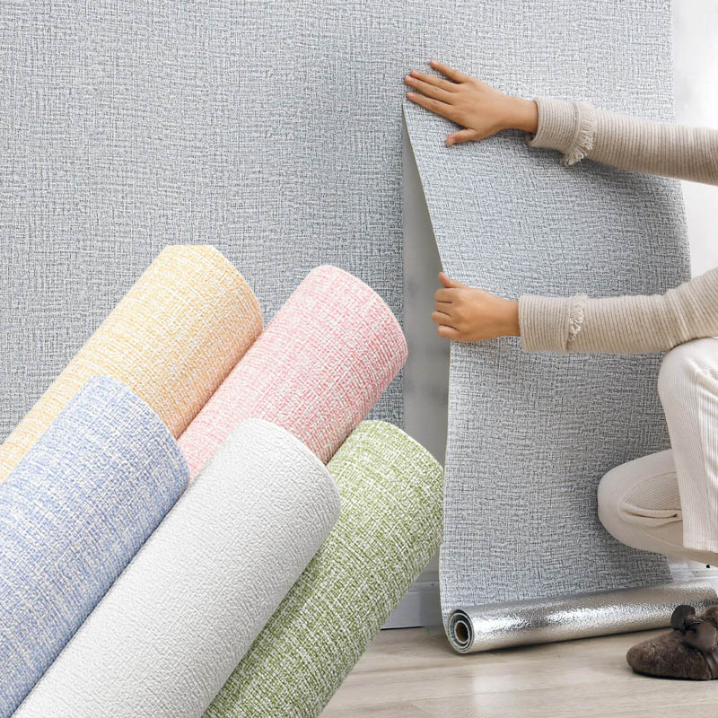 50cmX2.8/5/10m Linen Solid Color 3D Thickened Waterproof Foam Self-adhesive Background Wall Renovation Wallpaper Wall Stickers