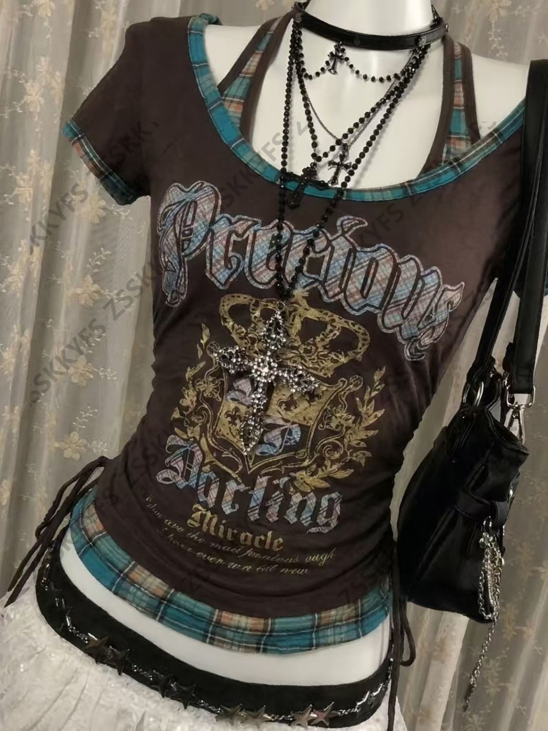 Himekaji – t-shirts Y2k pour femmes, style gothique, streetwear, Harajuku, Punk, vêtements des années 90, t-shirts à manches courtes pour filles japonaises, hauts courts Kawaii