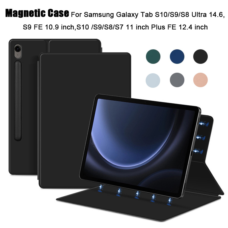 Capa magnética para samsung galaxy tab s10 s9 s8 s7 11 plus fe 12.4 13.1 polegada suporte capa s10 s9 fe 10.9 funda com suporte de lápis