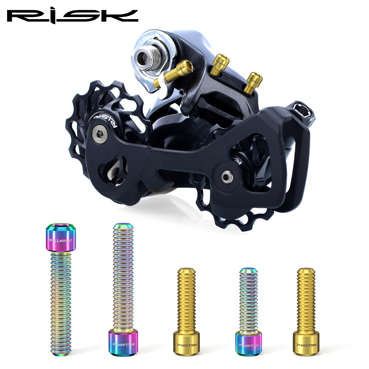 RISK M4*13.5 / M4x20 mm Śruby przerzutki przedniej / tylnej ze stopu tytanu do rowerów MTB XT X7 X9 Śruba regulacji zmiany biegów