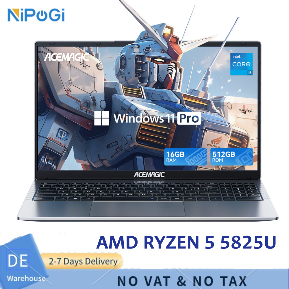 Laptop NIPOGI LX15Pro, Computer con AMD Ryzen-7 5825U, Display FHD (1920 x 1080) da 15,6 Pollici, 16GB DDR4, 512GB SSD 180 °   Pieghevole, WiFi 6 BT5.2
