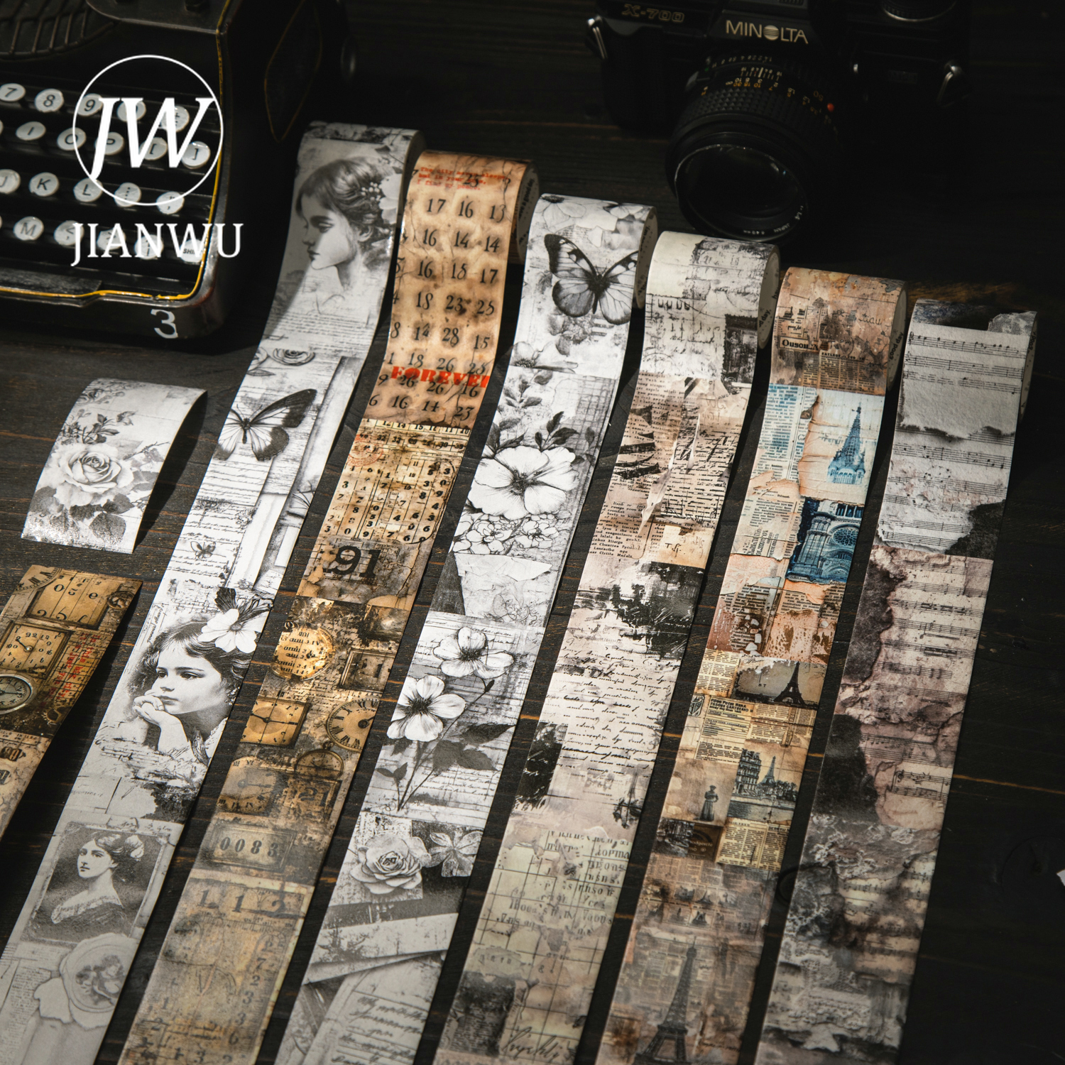 JIANWU 40 мм * 200 см книга, серия прокруток, винтажный персонаж, пейзажный материал, лента для коллажа, креативный журнал, канцелярские принадлежности