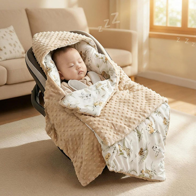 Cesta de assento de segurança do bebê cobertor para recém-nascido doudou velo colcha swaddle envoltório à prova de vento com capuz swaddling cobertores capa de carrinho