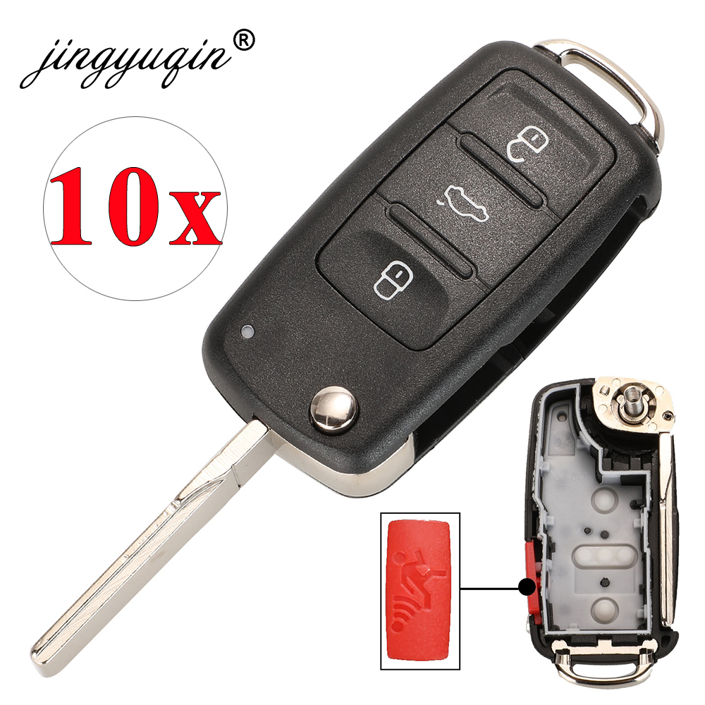 Jingyuqin 10 pièces 4 Boutons 020AD Coque À Distance pour VW Caddy Eos Golf Jetta Scarabée Polo Jusqu'à Tiguan Touran 5K0837202AD