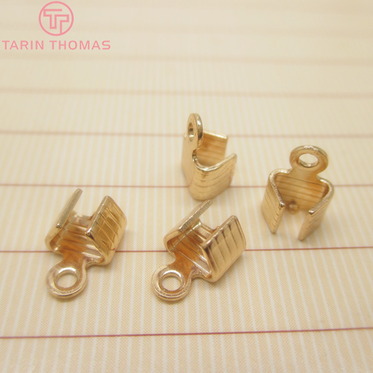 (3265) 20 buah 8x5MM 24K warna emas berlapis kuningan ujung gesper Ujung penjepit kualitas tinggi Diy perhiasan aksesoris grosir