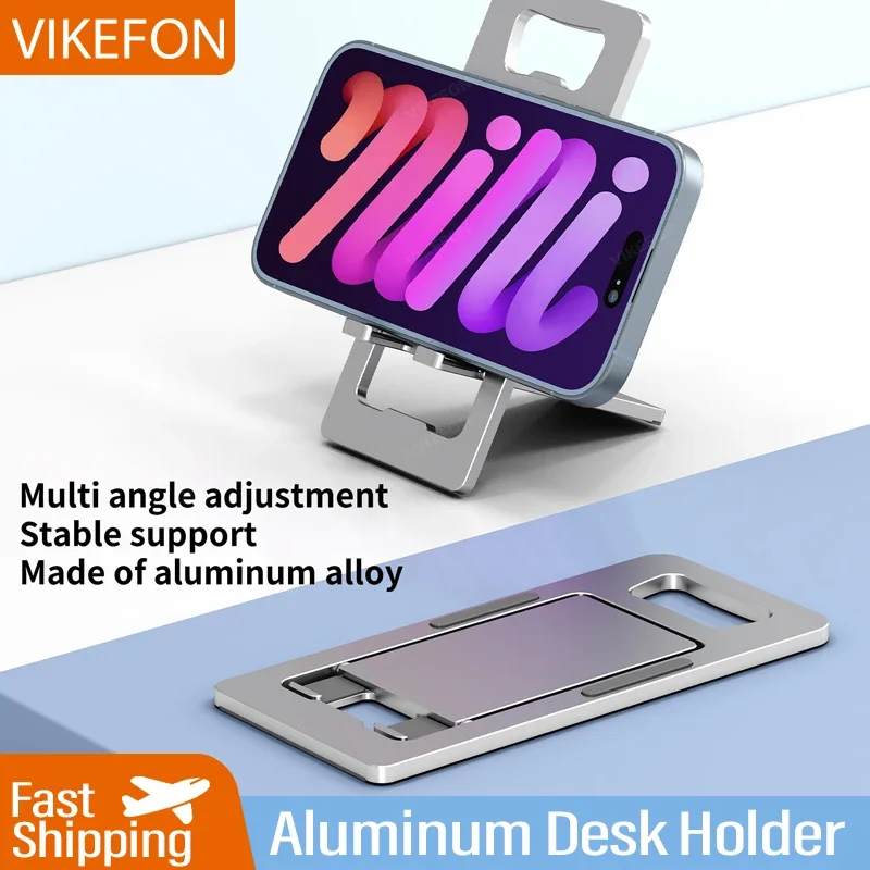 Dudukan ponsel meja aluminium, dudukan telepon seluler aluminium untuk iPhone Pro/Max/Mini, dudukan Tablet Desktop dapat disesuaikan logam