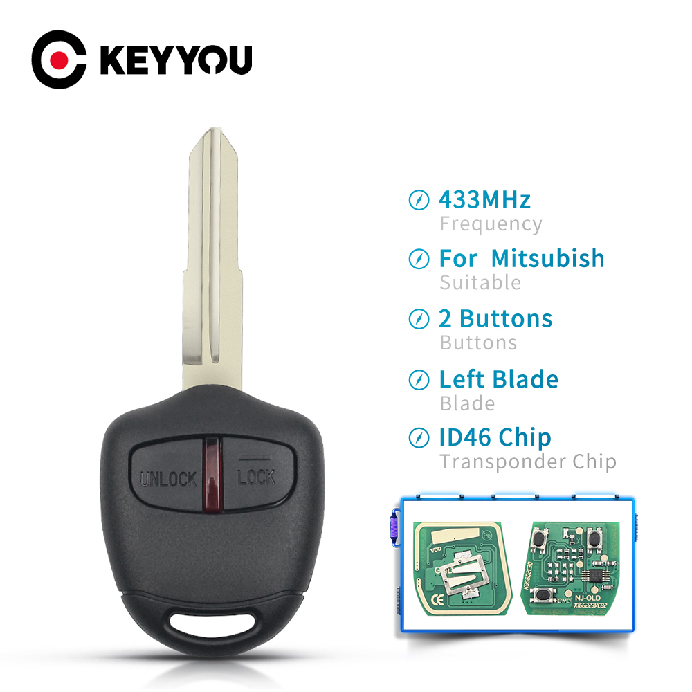 KEYYOU untuk Mitsubishi Outlander Pajero Triton ASX Lancer Shogun MIT8 MIT11 Blade 2 3 Tombol Kunci Jarak Jauh Mobil 433Mhz ID 46 Chip