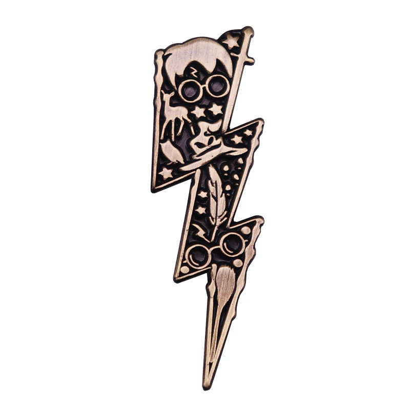 H-P Lightning Bolt Scar Enamel Pin Badge JK.Rowling Magic Wizarding World Broszka Biżuteria