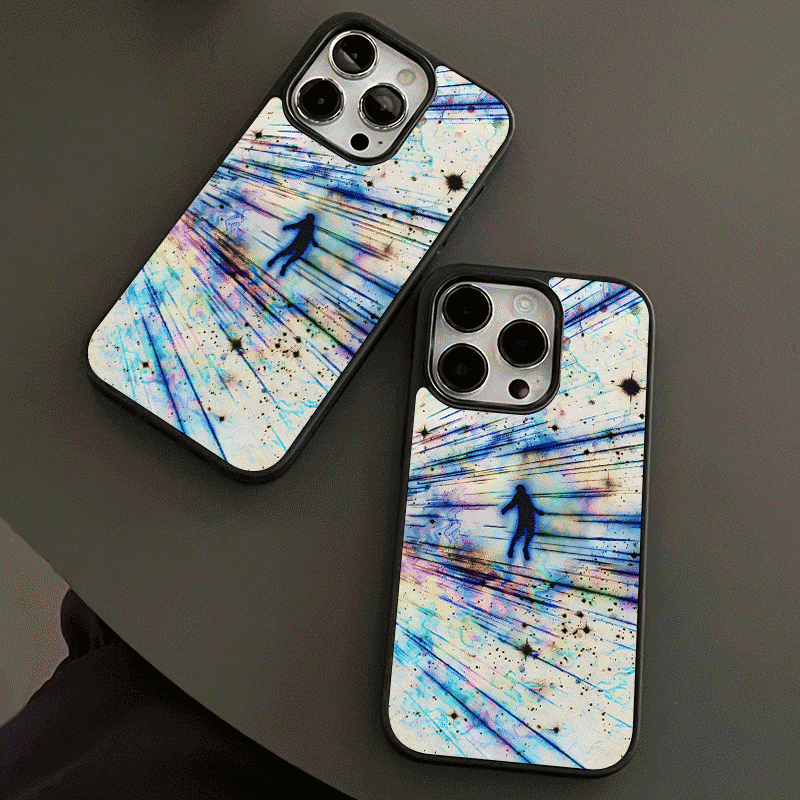 เคสนิ่มลายหมึกสาดฝันแนวเกาหลีขอบสีดำสำหรับ iPhone 15 14 13 PROMAX 12 Pro 11 PLUS เคสซิลิโคนกันกระแทก