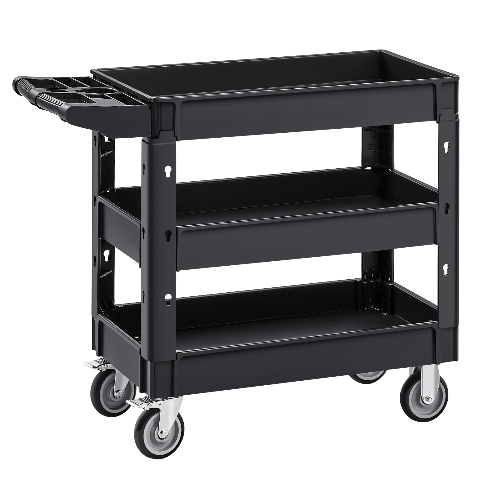 Carrinho de serviço utilitário de prateleira SucceBuy 2/3 Dolly com 360 ° Alça de armazenamento ergonômica com rodas giratórias para armazém/garagem/limpeza