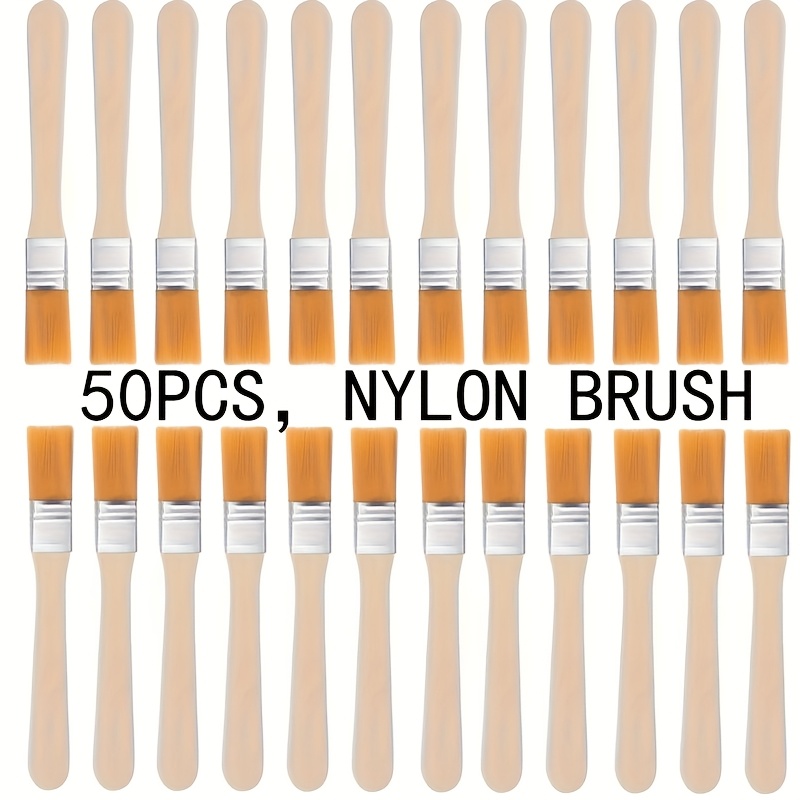 50 Stück Nylon-Pinsel mit Holzgriffen, 12,7 cm, gelbe Borsten, ideal für Wand, Tür, Schrank, Möbel, Zaunmalerei
