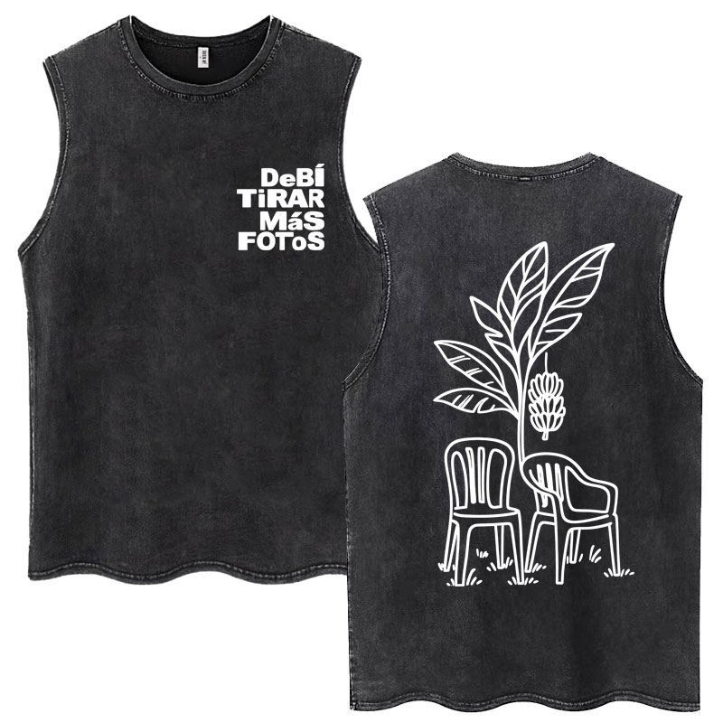Rapper Bad Bunny Debi Tirar Mas Fotos DTMF Washed Tank Tops 90s Vintage Hip Hop Sleeveless T Shirt Men Women Cotton Loose Vests